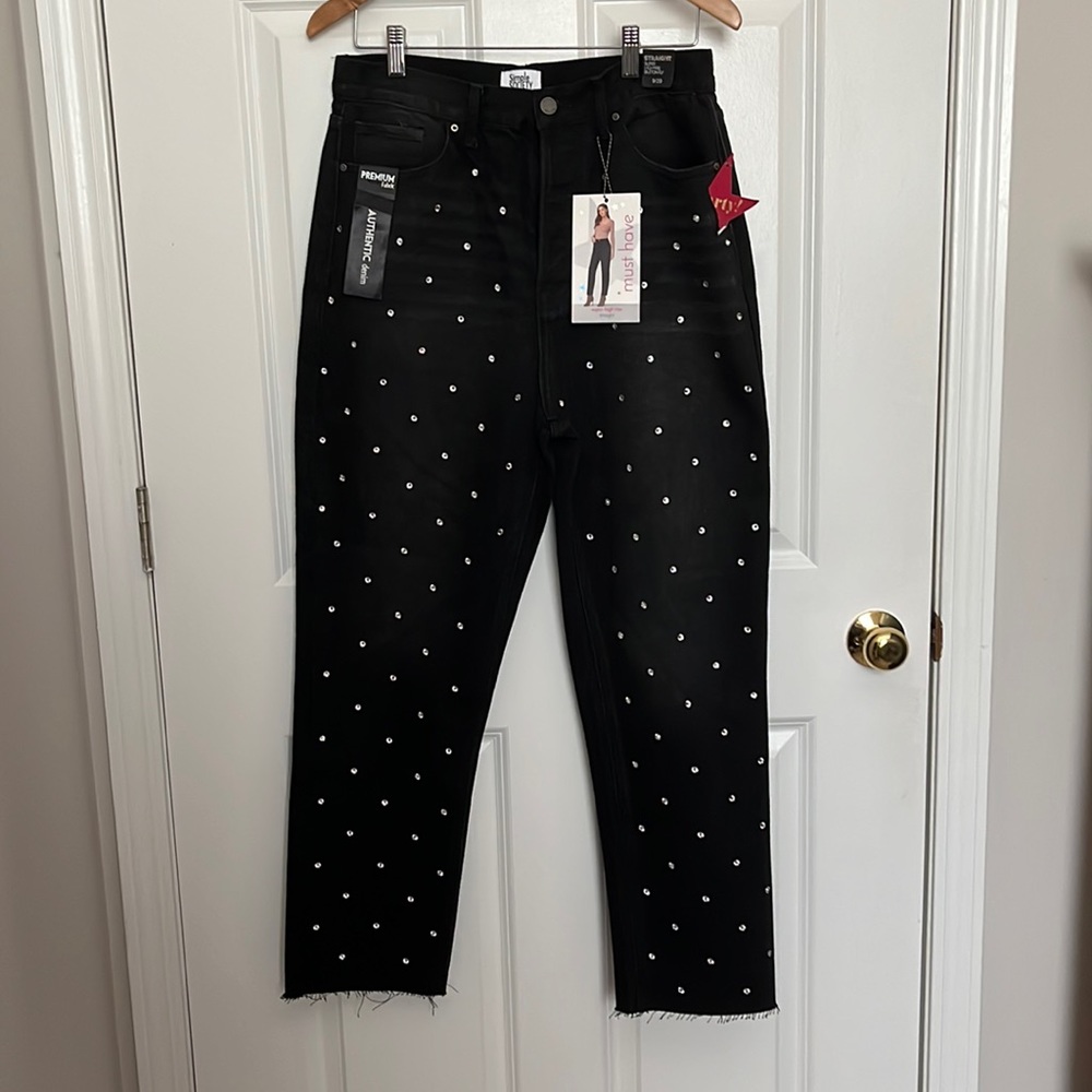 Simple Society Super High-Waist Rhinestone Mom Jeans